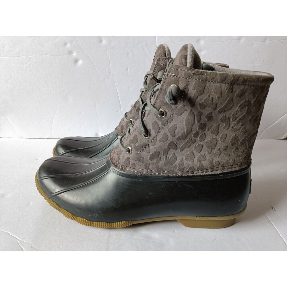 Sperry Saltwater Leopard Print Duck Boots Women's 12 Water Resistant STS85919